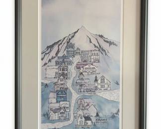 Mountain Town Watercolor Print by Greene