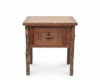 Rustic Log and Plank Nightstand