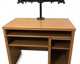 Solid Oak Media Console with Dual Monitor Mount