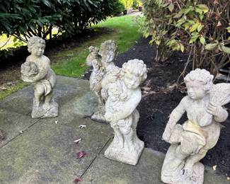 4 Garden Cherub Statues