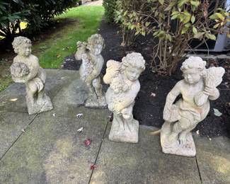 4 Garden Cherub Statues