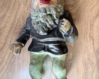 Vintage Cast Iron Garden Gnome Doorstop by Hubley
