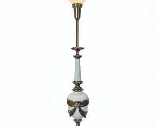 Vintage Stiffel Brass and White Ceramic Table Lamp