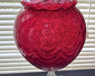 Empoli Ruby Red Glass Circus Tent Apothecary Jar