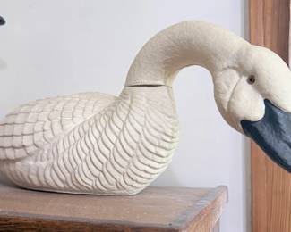 Vintage Ceramic Swan Decoy, Tundra Swan Type