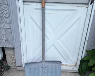 Vintage Metal Snow Shovel with Wooden Handle