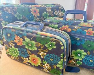 Vintage Bantam Travelware Floral Luggage Set