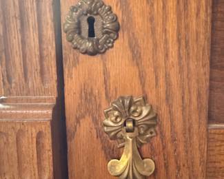 Photo 3 of 3 -Oak Armoire with Ornate Brass Hardware