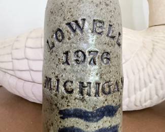Lowell, Michigan Stoneware Crock