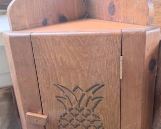Pineapple Carved Wooden Corner Cabinet