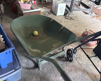 Green Metal Wheelbarrow