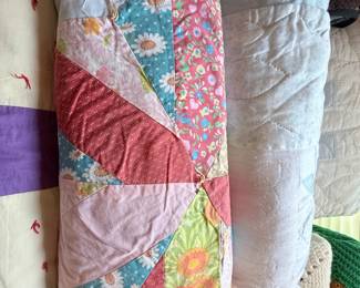 Vintage Handmade Pinwheel Quilt