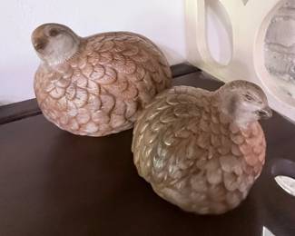 Pair of Ceramic Quail Figurines by Arnels Pottery