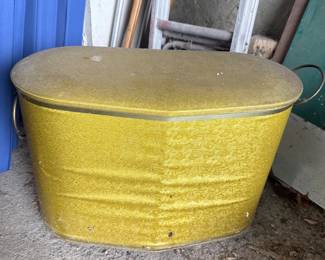Vintage MidCentury Oval Laundry Hamper or Storage Ottoman
