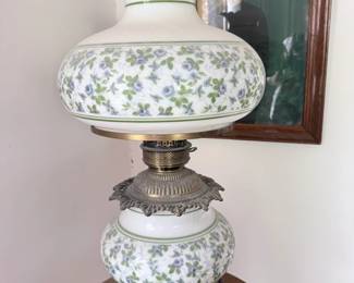 Quoizel Abigail Adams Collection Blue Floral Hurricane Lamp