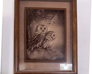Framed Two Owls Print