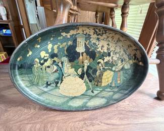 Victorian Style Toleware Tray with Ballroom Scene