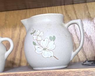 Pigeon Forge Pottery Dogwood Floral Pitcher and Mug Set