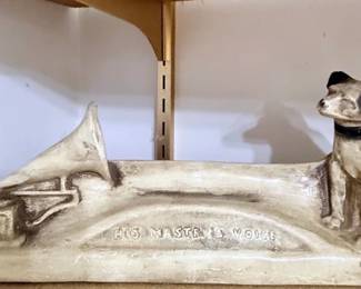 His Masters Voice Victor Dog Figurine  Chalkware