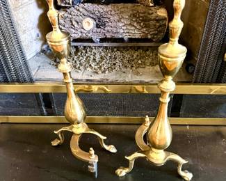 Ant. Victorian bird, claw Andirons , at was