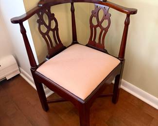 Chippendale-Style Mahogany Corner Chair