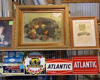 Vintage Artwork, PIcture Frames and Advertising signs.
