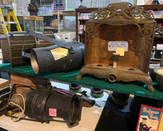 Vintage Stage lighting from old Michigan Theater in Muskegon, and antique Electric Heater