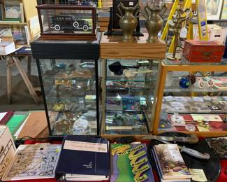 Tons of Smalls, and more Michigan History. Note that most of the Display cabinets and cases are for sale as well as the bookcases, tables and wire racks.  