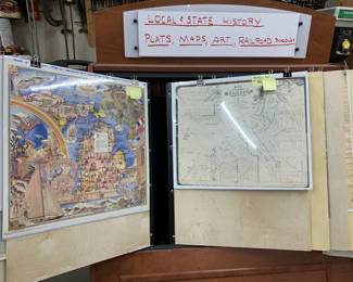 Many old Local Plat Pages, Plat Books, Railroad Timetables, Maps and Charts