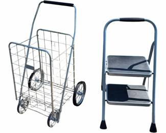 Vintage Metal Folding Cart And Step Ladder