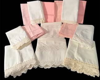 14 Hand Crocheted Vintage Pillow Cases Mystery Lot