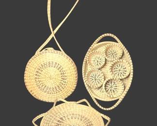Authentic Gullah Sweetgrass Handwoven Purse, Coasters Tray And Star Tray