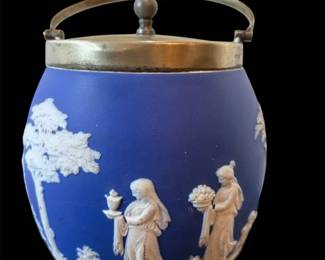 Vtg Wedgewood Jasperware Biscuit Barrel