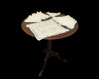 Queen Ann Style Tee Table And Hand Crochet White Napkins