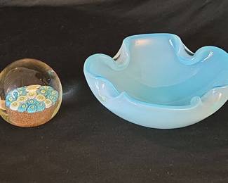 Murano Sommerso Art Glass Bowl Fratelli Toso Murano Glass