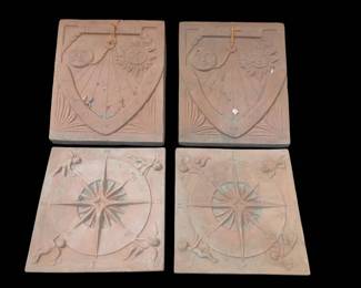 2 Wall Plaques With Sun Dial Designs