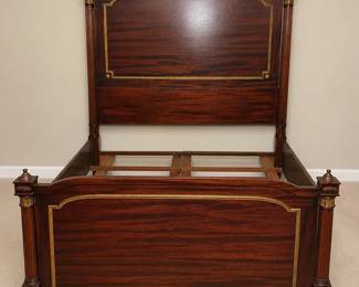 READ DESCRIPTION Majestic Mahogany Bed With Ornate Metal Decorative Elements And 2 Side Rails