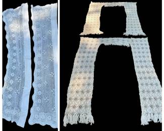 Two Hand Crocheted Single Window Curtains And 2 Crocheted Valances