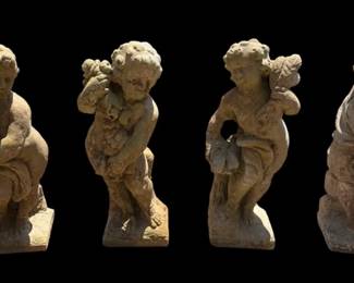 Vintage Cast Stone Putti Statues