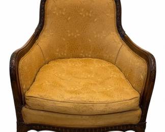 Victorian Carved Wood Salon Chair WGold ToneonTone Upholstery