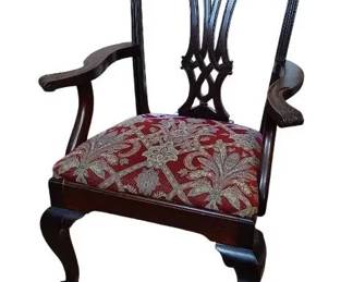 Vintage Chippendale Wooden Armchair