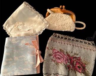Victorian Reticule With Beautiful Rose Pattern And More