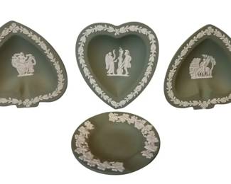 Collection Of 4 Wedgwood Sage Green Jasperware Trinket dishes