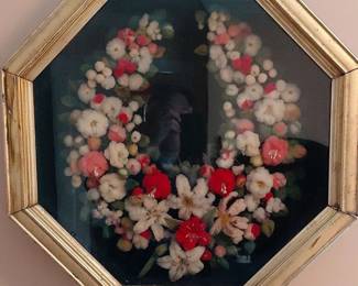 Vintage FlowerStyle Wreath In Shadowbox Frame