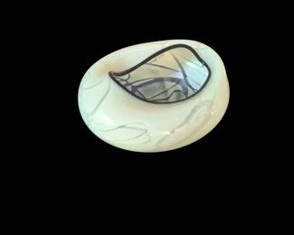 04 Black And White Opaline Glass Vase