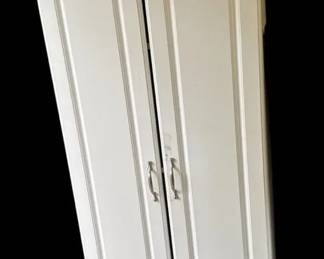Tall White TwoDoor Freestanding Storage Cabinet