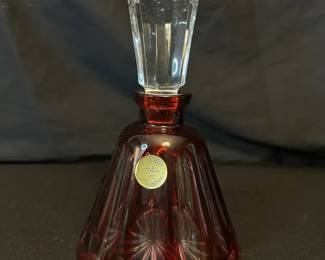 Czech Ruby Red Hand Cut Crystal Glass Bohemian Decanter