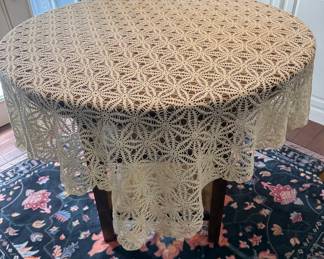 Ecru 72x65 Floral Pattern Tablecloth