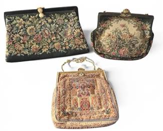 Three Gorgeous Vintage Tapestry Hand Bags
