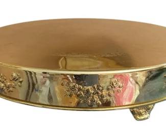 Vintage Floral Etched 22 Inch Decorative TrayStand
